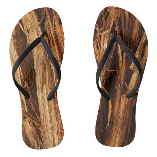 Cedar Textured Wooden Bark look Teenslippers (Voetbed)
