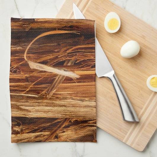 Cedar Textured Wooden Bark look Theedoek (Quarter Fold)