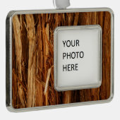 Cedar Textured Wooden Bark look Verzilverd Omlijst Ornament (Rechts)