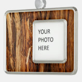 Cedar Textured Wooden Bark look Verzilverd Omlijst Ornament (Links)