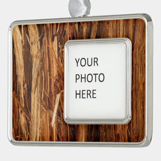 Cedar Textured Wooden Bark look Verzilverd Omlijst Ornament (Links)