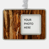 Cedar Textured Wooden Bark look Verzilverd Omlijst Ornament (Voorkant)