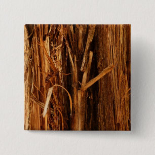 Cedar Textured Wooden Bark look Vierkante Button 5,1 Cm