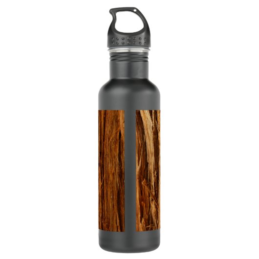 Cedar Textured Wooden Bark look Waterfles (Achterkant)