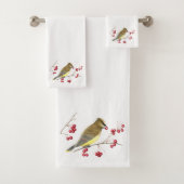 Cedar Waxing Bird Art Bad Handdoek (Insitu)