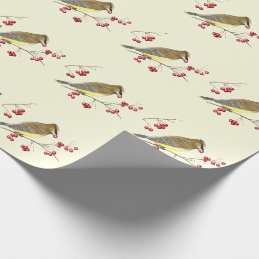 Cedar Waxing Bird Art Cadeaupapier (Hoek)