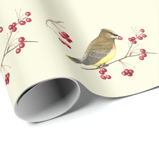 Cedar Waxing Bird Art Cadeaupapier (Rol Hoek)