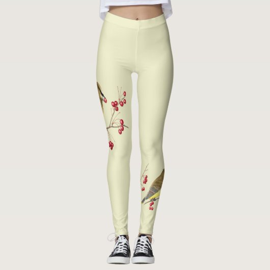 Cedar Waxing Bird Art Leggings (Voorkant)