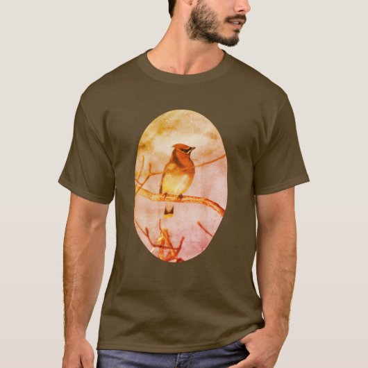 Cedar Waxing Bird Natuur Art T-shirt (Voorkant)