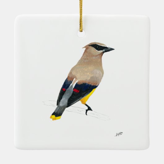 Cedar Waxing Keramisch Ornament (Achterkant)