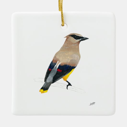 Cedar Waxing Keramisch Ornament (Voorkant)