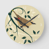 Cedar Waxing Stylized Bird Art Design Ronde Klok (Voorkant)