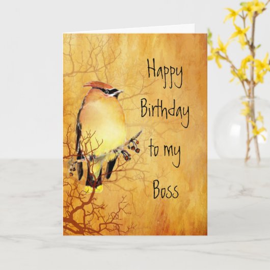 Cedar Waxing Waterverf Boss Birthday Card Kaart (Gele Bloem)