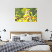 Cedar Waxwing and Poke Berries on a Tree Canvas Afdruk (Insitu (Slaapkamer))
