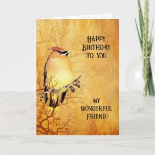 Cedar Waxwing Aquarel Wonderbare Vriend Verjaardag Kaart