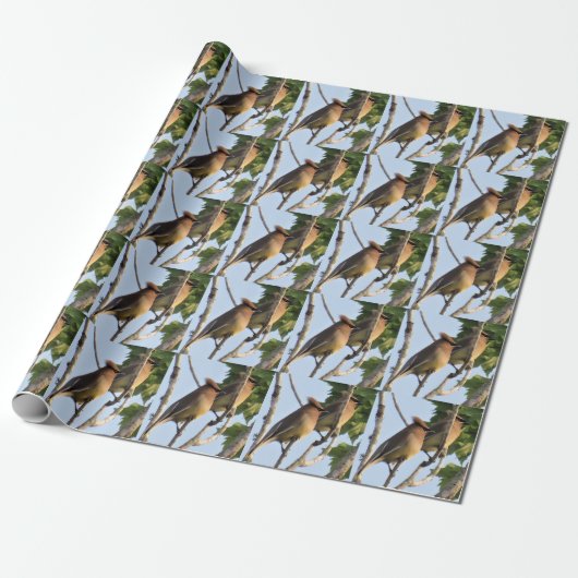 Cedar Waxwing - Backyard Bird - Wrapping Paper Rol Cadeaupapier (Uitgerold)