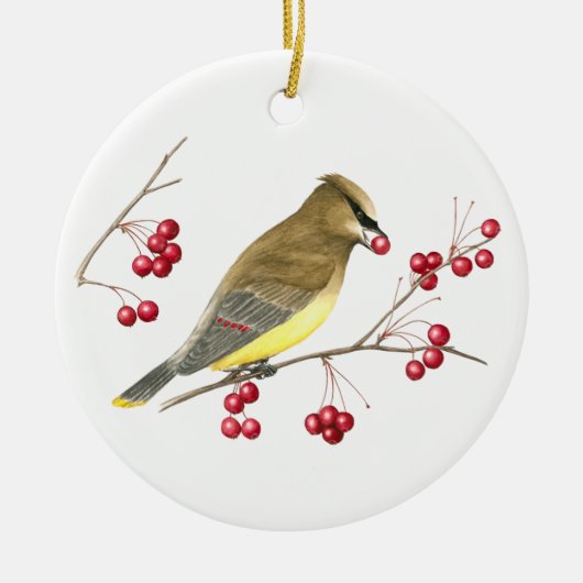 Cedar Waxwing Bird Art Ornament (Voorkant)