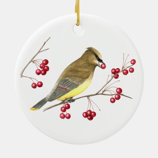 Cedar Waxwing Bird Art Ornament (Achterkant)