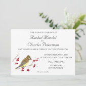 Cedar Waxwing Bird Art Wedding Uitnodiging (Staand voorkant)