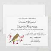 Cedar Waxwing Bird Art Wedding Uitnodiging (Voorkant / Achterkant)