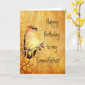 Cedar Waxwing Bird Grandfather Birthday Card Kaart (Gele Bloem)