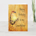 Cedar Waxwing Bird Grandfather Birthday Card Kaart<br><div class="desc">Warm Copper Waterverf schilderij van een Cedar Waxwing Bird Birthday voor je grootvader</div>