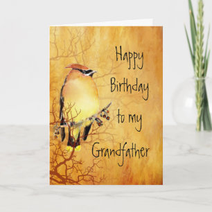 Cedar Waxwing Bird Grandfather Birthday Card Kaart
