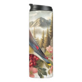 Cedar Waxwing Bird Mountain Thermal Tumbler Thermosbeker (Geroteerd rechts)
