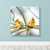 Cedar Waxwing - Originele foto Canvas Afdruk (Insitu (Houten vloer))