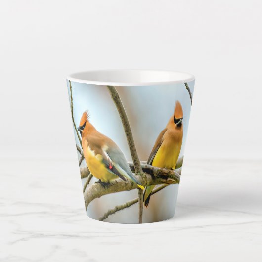 Cedar Waxwing - Originele foto Latte Mok (Voorkant)