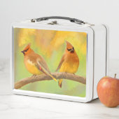 Cedar Waxwing Painting - Cute Original Dog Art (In situ)