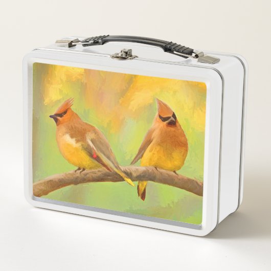 Cedar Waxwing Painting - Cute Original Dog Art (Voorkant)