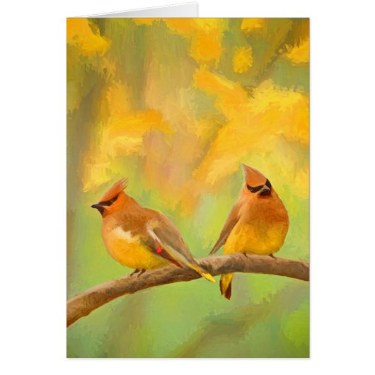 Cedar Waxwing Painting - Cute Original Dog Art (Voorkant)