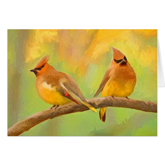 Cedar Waxwing Painting - Cute Original Dog Art (Voorkant Horizontaal)