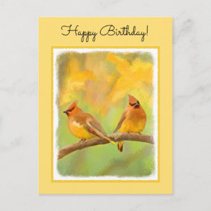 Cedar Waxwing Painting - Cute Original Dog Art Briefkaart