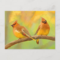Cedar Waxwing Painting - Cute Original Dog Art