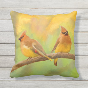 Cedar Waxwing Painting - Cute Original Dog Art Buitenkussen