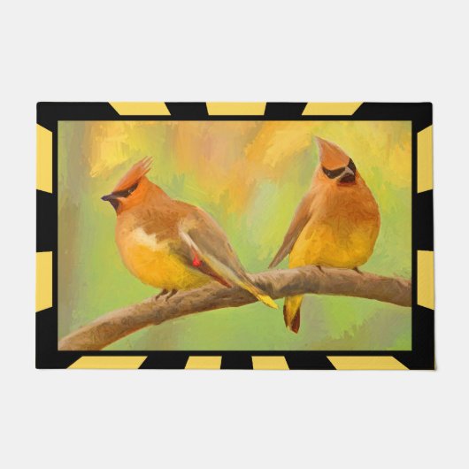 Cedar Waxwing Painting - Cute Original Dog Art Deurmat (Voorkant)