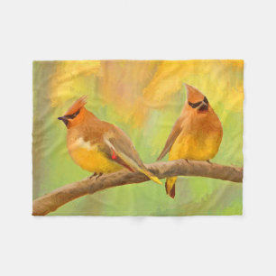 Cedar Waxwing Painting - Cute Original Dog Art Fleece Deken