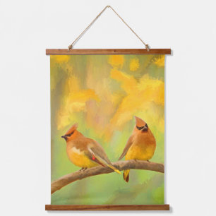 Cedar Waxwing Painting - Cute Original Dog Art Hangend Wandkleed