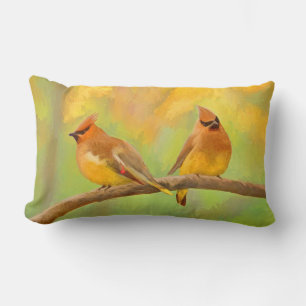 Cedar Waxwing Painting - Cute Original Dog Art Kussen