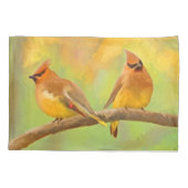 Cedar Waxwing Painting - Cute Original Dog Art Kussensloop (Achterkant)