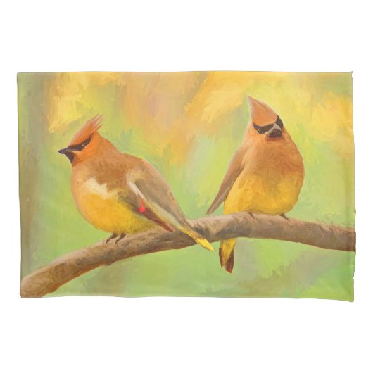 Cedar Waxwing Painting - Cute Original Dog Art Kussensloop (Voorkant)