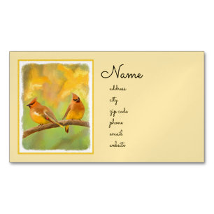 Cedar Waxwing Painting - Cute Original Dog Art Magnetisch Visitekaartje