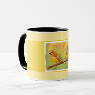 Cedar Waxwing Painting - Cute Original Dog Art Mok