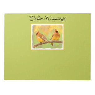 Cedar Waxwing Painting - Cute Original Dog Art Notitieblok
