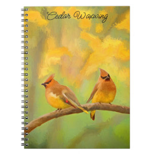 Cedar Waxwing Painting - Cute Original Dog Art Notitieboek