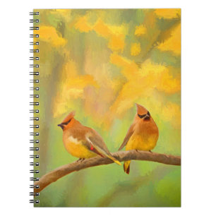 Cedar Waxwing Painting - Cute Original Dog Art Notitieboek