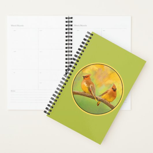 Cedar Waxwing Painting - Cute Original Dog Art Planner (Display)