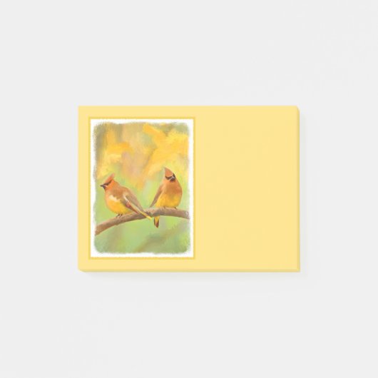 Cedar Waxwing Painting - Cute Original Dog Art Post-it® Notes (Voorkant)